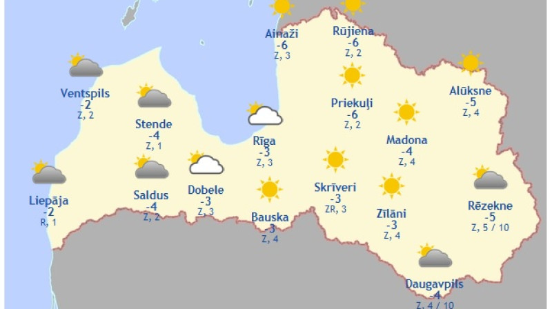 Laika karte šodienas pēcpusdienai
