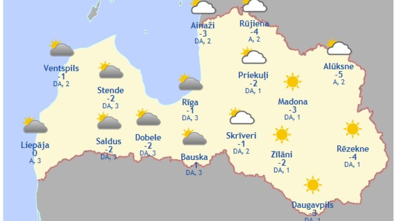 Laika karte šodienas pēcpusdienai