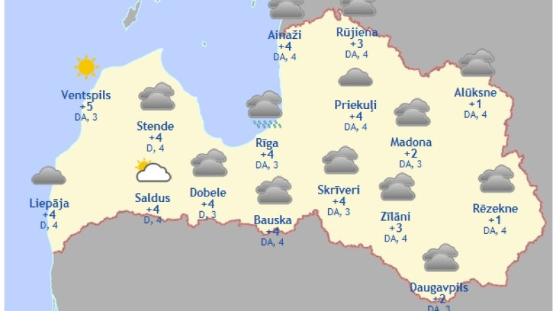 Laika karte šodienas pēcpusdienai