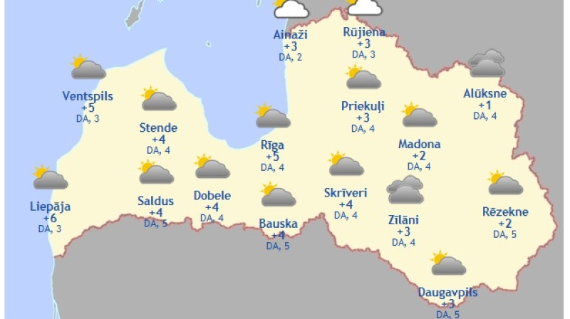 Laika karte šodienas pēcpusdienai