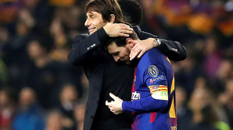 Antonio Konte un Lionels Mesi 
Foto: EPA / Scanpix