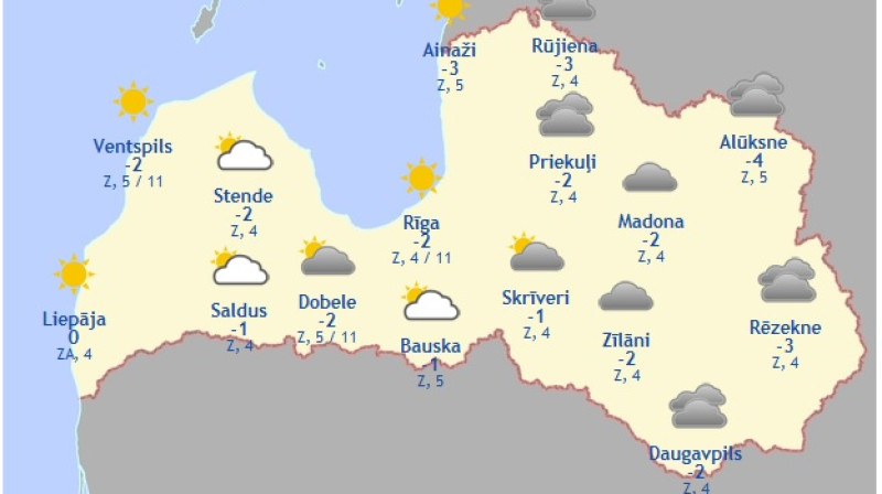 Laika karte šodienas pēcpusdienai