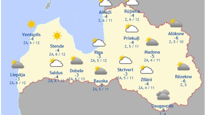 Laika karte šodienas pēcpusdienai