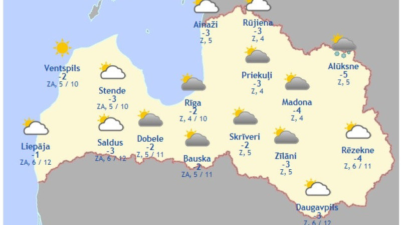 Laika karte šodienas pēcpusdienai