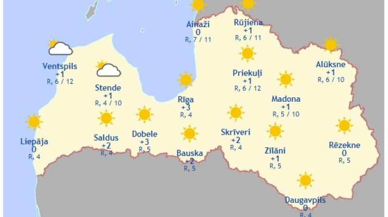 Laika karte šodienas pēcpusdienai