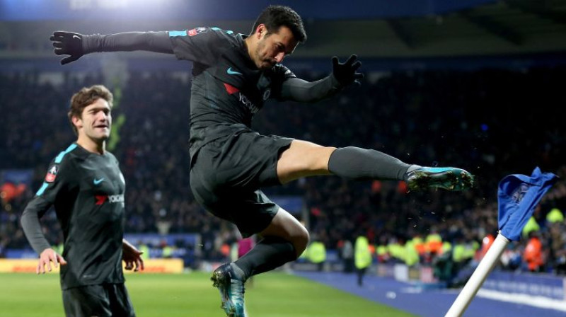 Pedro atzīmē uzvaras vārtu guvumu
Foto: Empics Sport/Scanpix