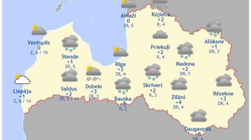 Laika karte šodienas pēcpusdienā