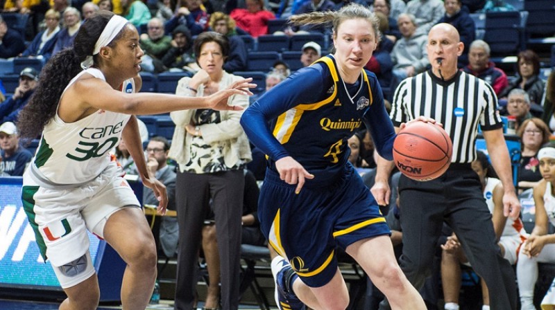 Paula Strautmane: 38 minūtes un deviņi punkti pret NCAA labāko komandu
Foto: Quinnipiac