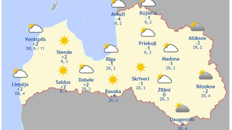 Laika karte šodienas pēcpusdienā
