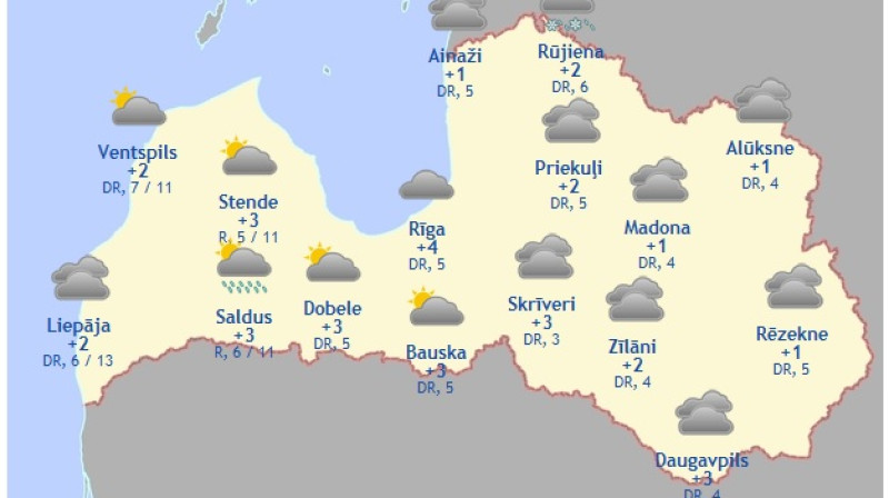 Laika karte šodienas pēcpusdienā