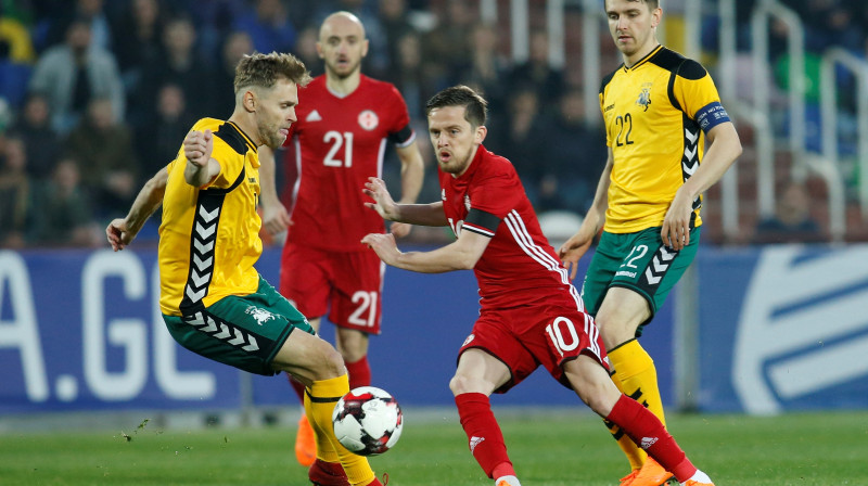 Jano Ananidze (#10) pirms guva savainojumu mačā pret Lietuvu
Foto: Reuters / Scanpix