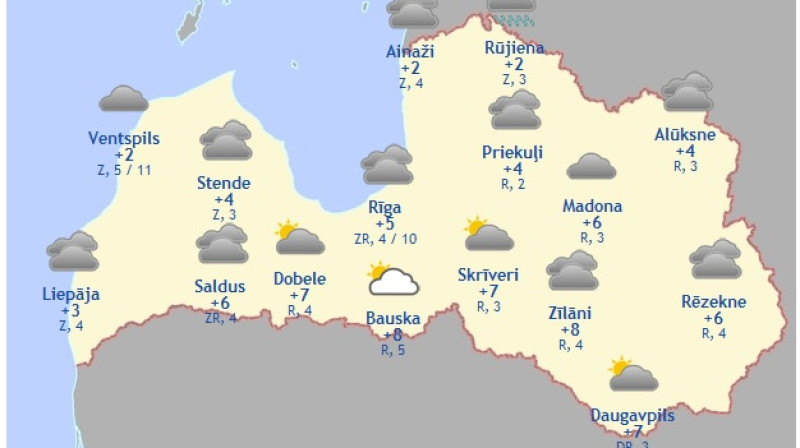 Laika karte šodienas pēcpusdienai