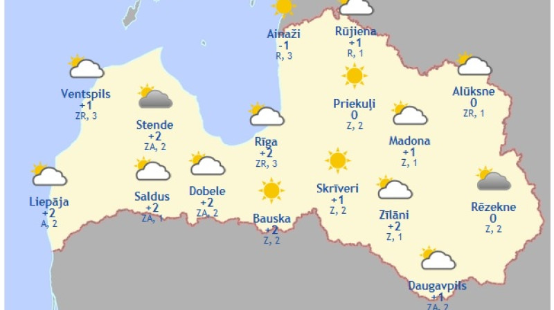 Laika karte šodienas pēcpusdienai