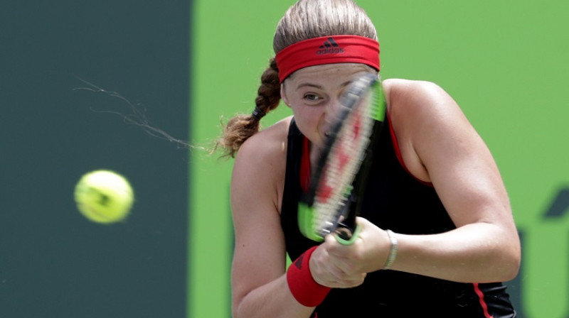 Aļona Ostapenko 2018. gada 31. martā "Miami Open" finālā
Foto: AP/Scanpix