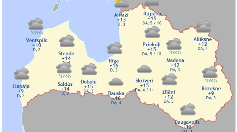 Laika karte šodienas pēcpusdienai