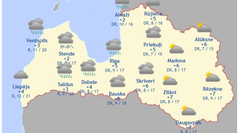 Laika karte šodienas pēcpusdienai