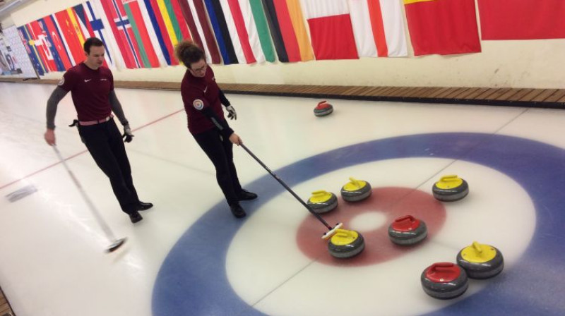 Foto: S.Blumberga/R.Glubis, Latvijas jaukto pāru kērlinga izlase