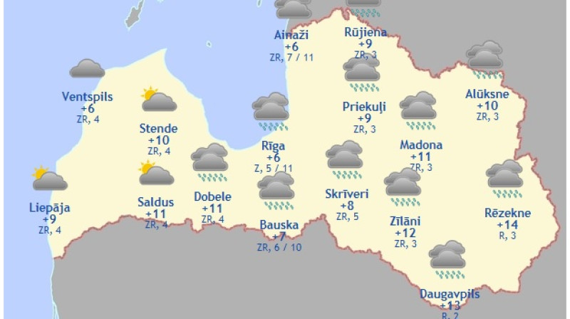 Laika karte šodienas pēcpusdienai