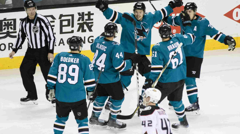 Uzvaras vārtu autors, "Sharks" uzbrucējs Tomašs Hertls
Foto: Usa Today Sports/Scanpix