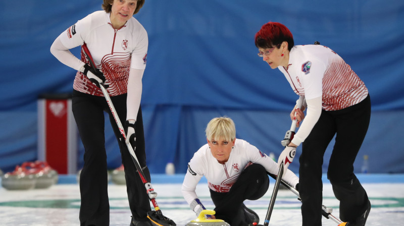 Latvijas senioru sieviešu kērlinga izlase
Foto: WCF / Richard Gray