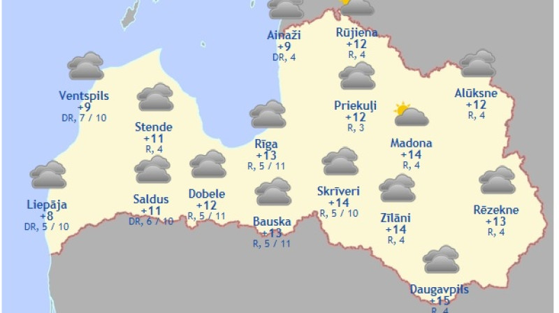 Laika karte šodienas pēcpusdienai