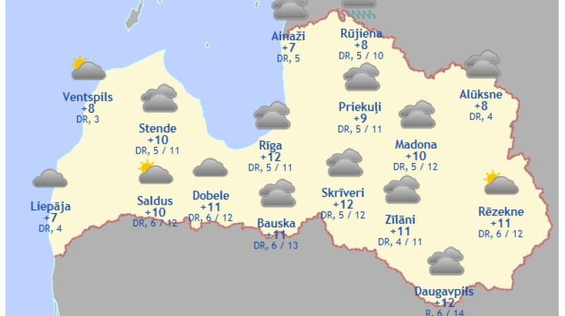 Laika karte šodienas pēcpusdienai