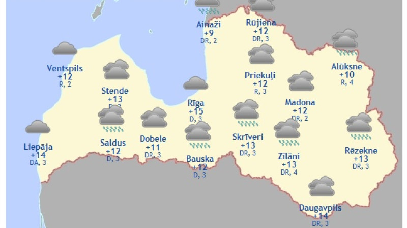 Laika karte šodienas pēcpusdienai