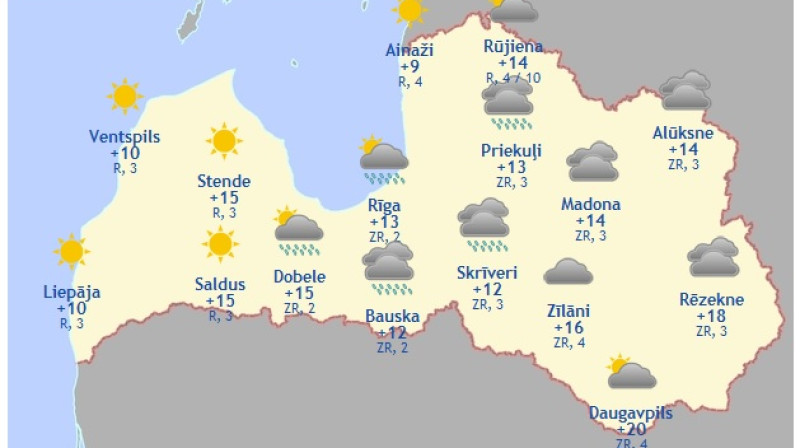 Laika karte šodienas pēcpusdienai