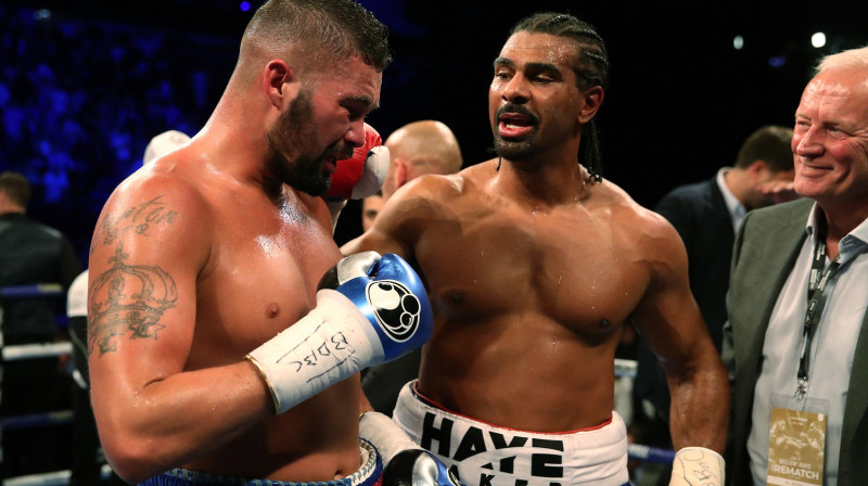 Tonijs Beljū (no kreisās) un Deivids Hejs
Foto: PA Wire/PA Images/Scanpix