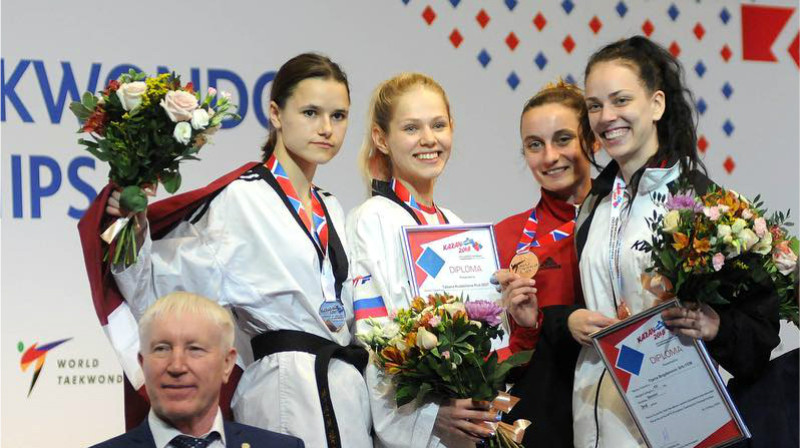 Inese Tarvida uz Eiropas pjedestāla
Foto: Murat Tahran / World Taekwondo Europe