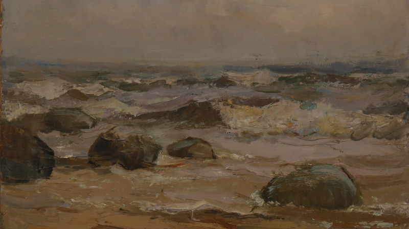Akmeņainā jūrmala, kartons/ eļļa