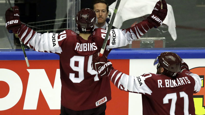 Kristiāns Rubīns svin vārtu guvumu. 
Foto: Reuters/Scanpix