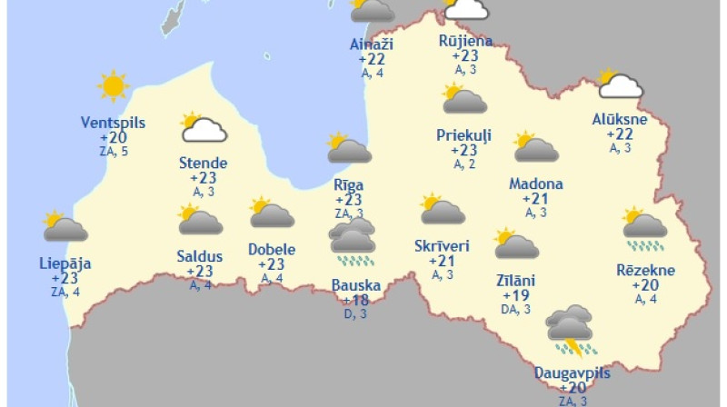 Laika karte šodienas pēcpusdienai