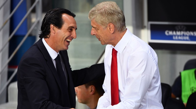 Unajs Emerijs un Arsēns Vengers
Foto: AFP/Scanpix