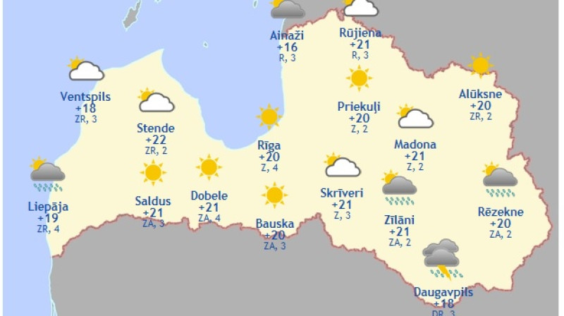 Laika karte šodienas pēcpusdienai