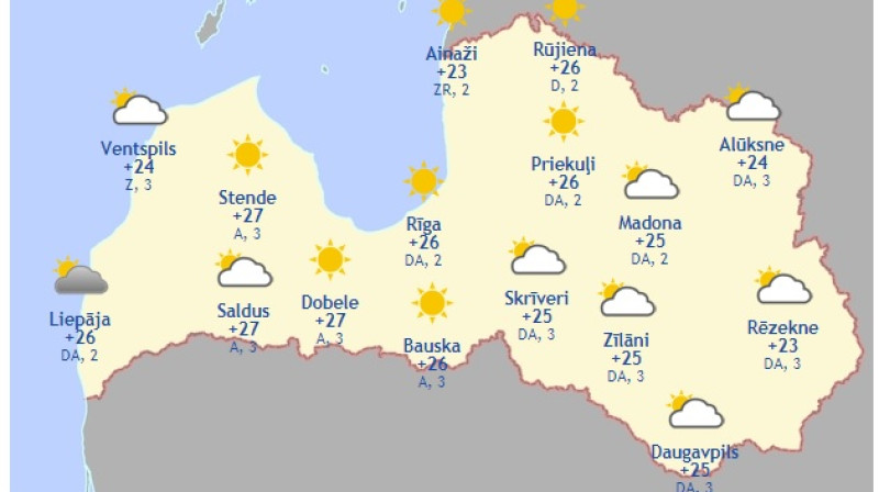 Laika karte šodienas pēcpusdienai