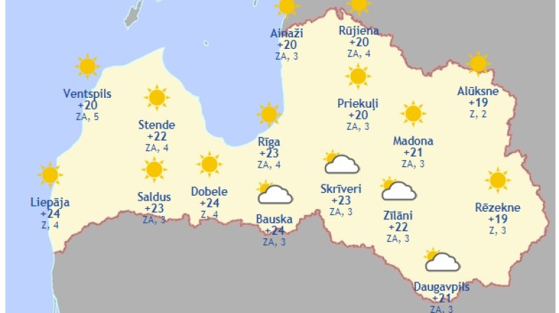 Laika karte šodienas pēcpusdienai