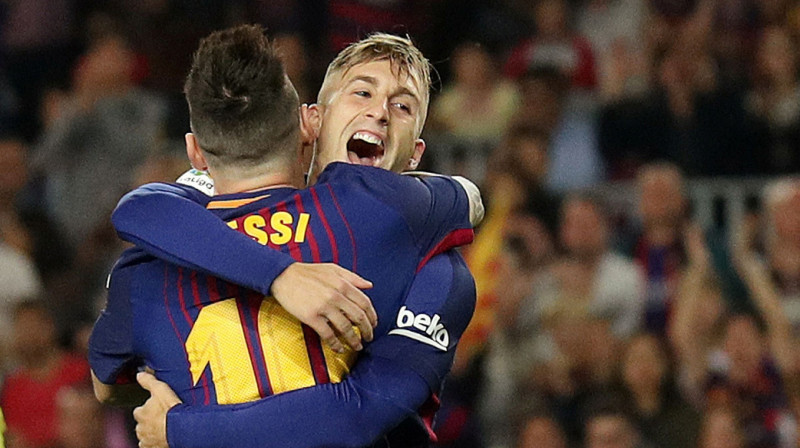 Žerārs Deulofeu kopā ar Lionelu Mesi
Foto: Reuters/Scanpix