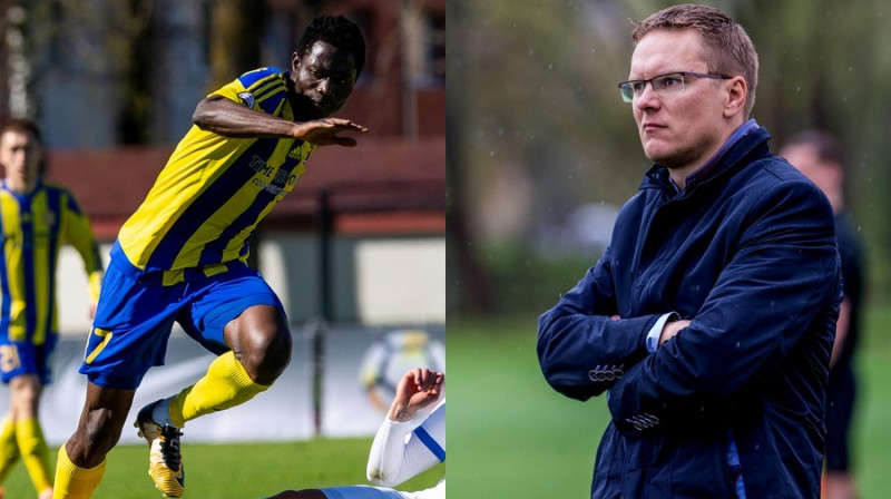 Akinjemi Adeleke un Valds Dambrausks
Foto: Futbola Virslīga