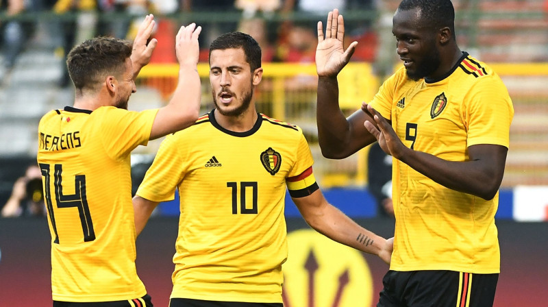 Drīss Mertens, Edens Azārs un Romelu Lukaku
Foto: AFP/Scanpix