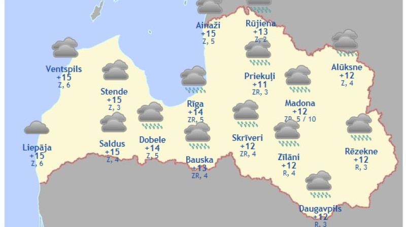 Laika karte šodienas pēcpusdienai