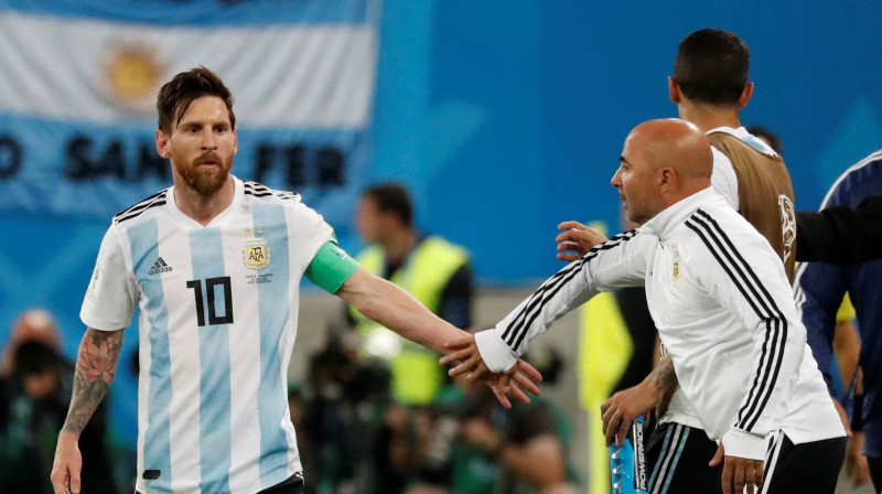 Lionels Mesi un Horhe Sampaoli
Foto: Reuters/Scanpix
