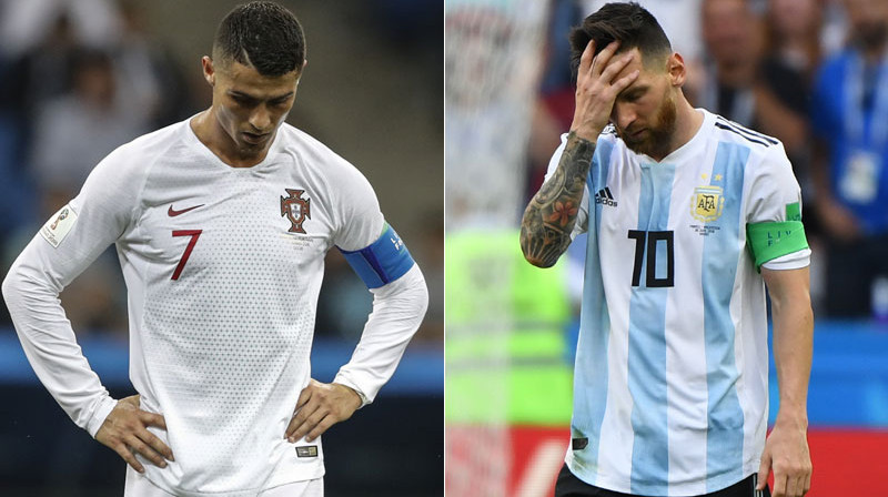 Krištianu Ronaldu un Lionels Mesi. Vai viņiem vēl būs iespēja gūt vārtus PK finālturnīru izslēgšanas spēļu stadijā?
Foto: Sipa USA/Scanpix