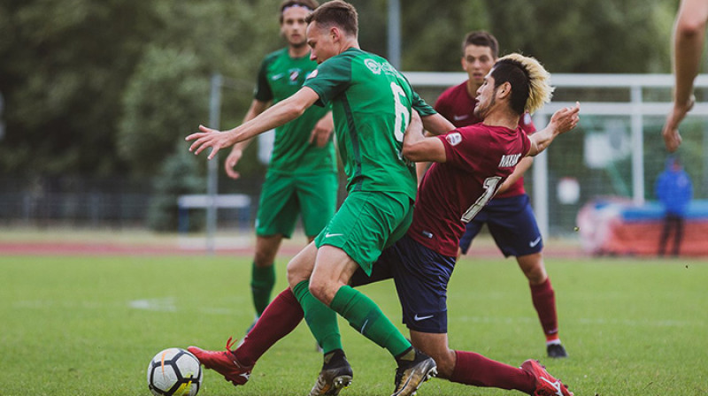 Eduards Emsis cīņā ar Nakano Rotaro
Foto: FK Jelgava