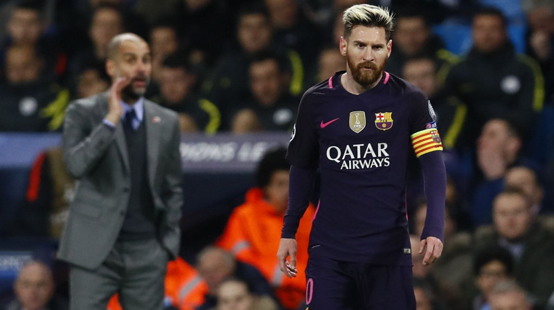 Peps Gvardiola un Lionels Mesi
Foto: Reuters/Scanpix