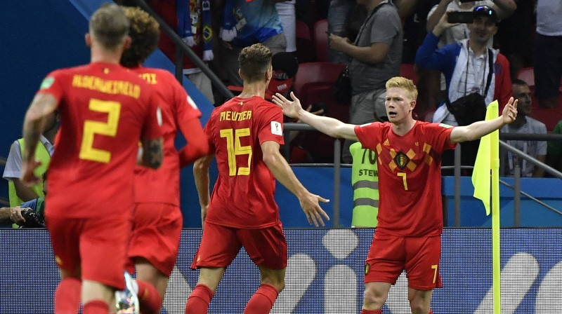 Otro vārtu autors Kevins De Bruine ar komandas biedriem
Foto: imago/Scanpix