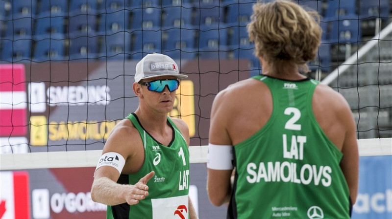 Jānis Šmēdiņš un Aleksandrs Samoilovs
Foto: FIVB