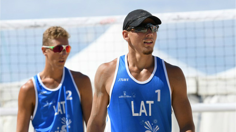 Mihails Samoilovs un Kristaps Šmits
Foto: worldtour.2018.fivb.com