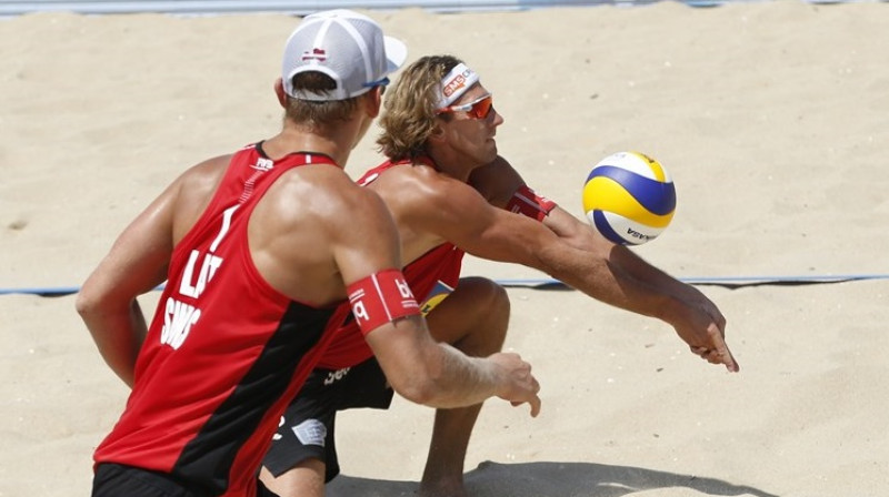 Aleksandrs Samoilovs un Jānis Šmēdiņš
Foto: fivb.org
