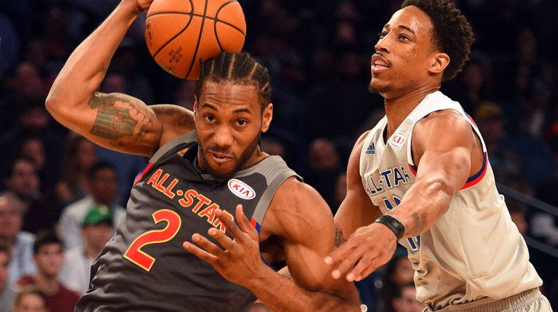 Kavai Lenards un Demārs Derouzens 
Foto: USA Today Sports / Scanpix